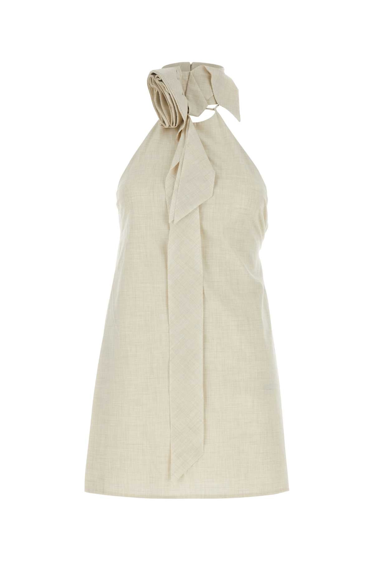 Stretch Polyester Blend Tank Top — Beige