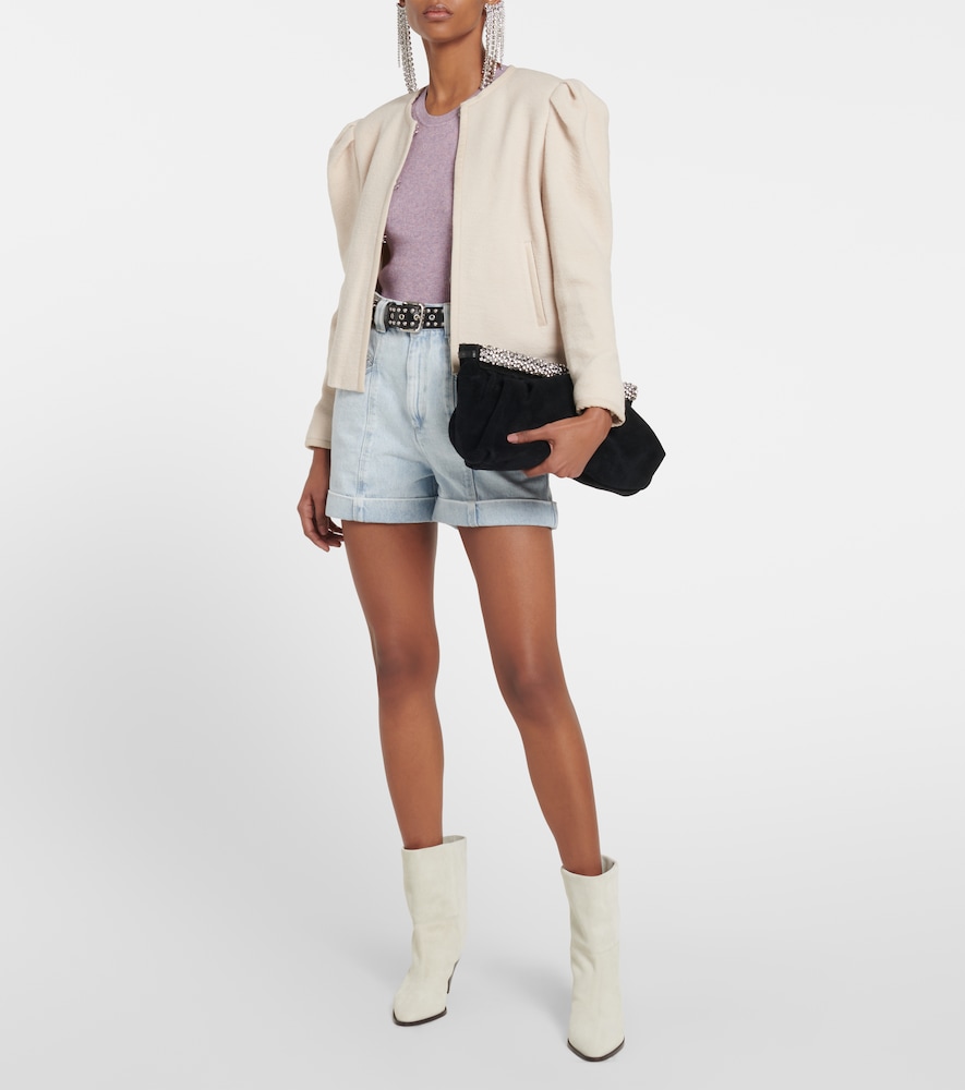 Pleated wool-blend jacket