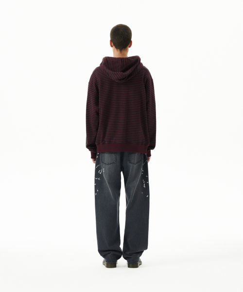 EMPTY STRIPE ZIP UP HOODIE BURGUNDY