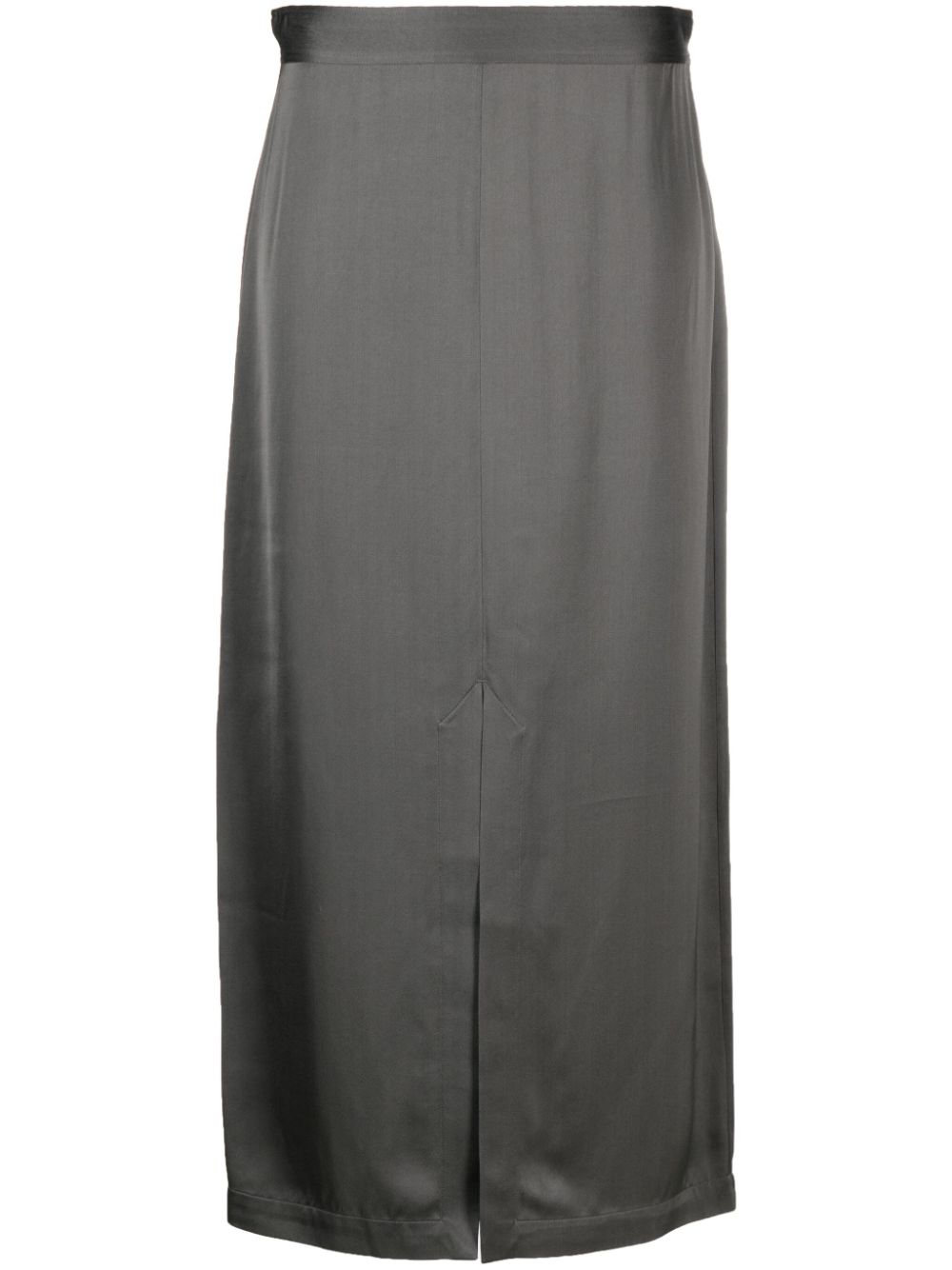 High-waist satin midi skirt - Green