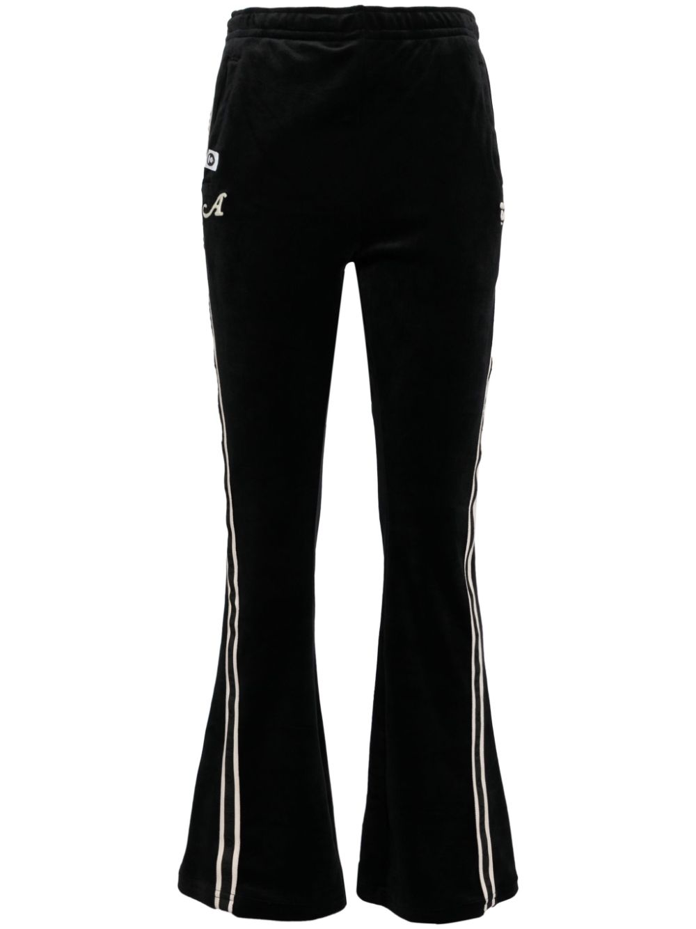Logo-patch flared trousers - Black