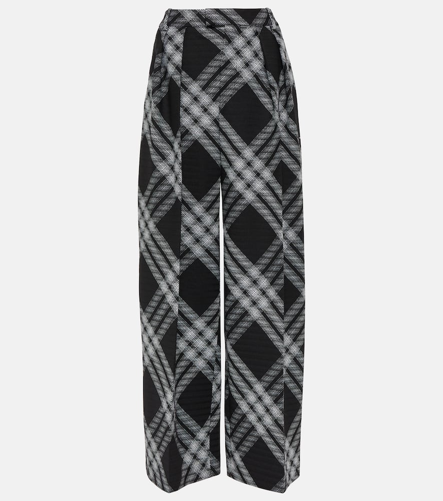 Checked wool wide-leg pants