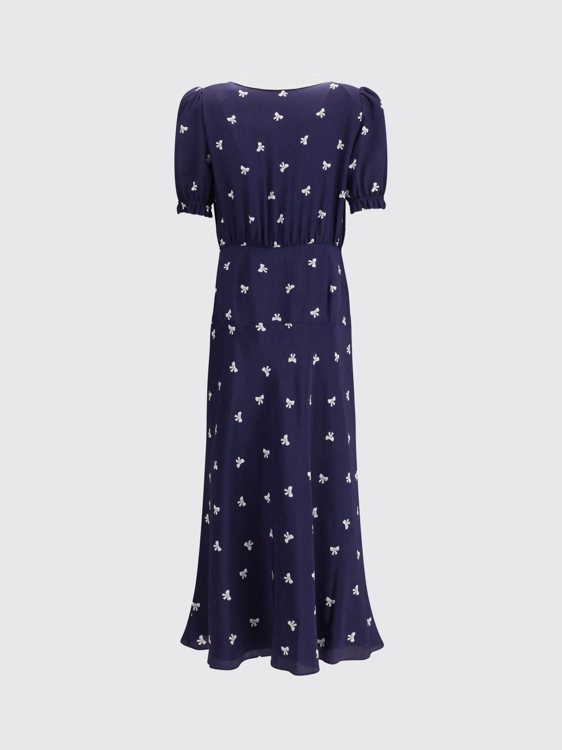 Bow-print midi dress - Blue