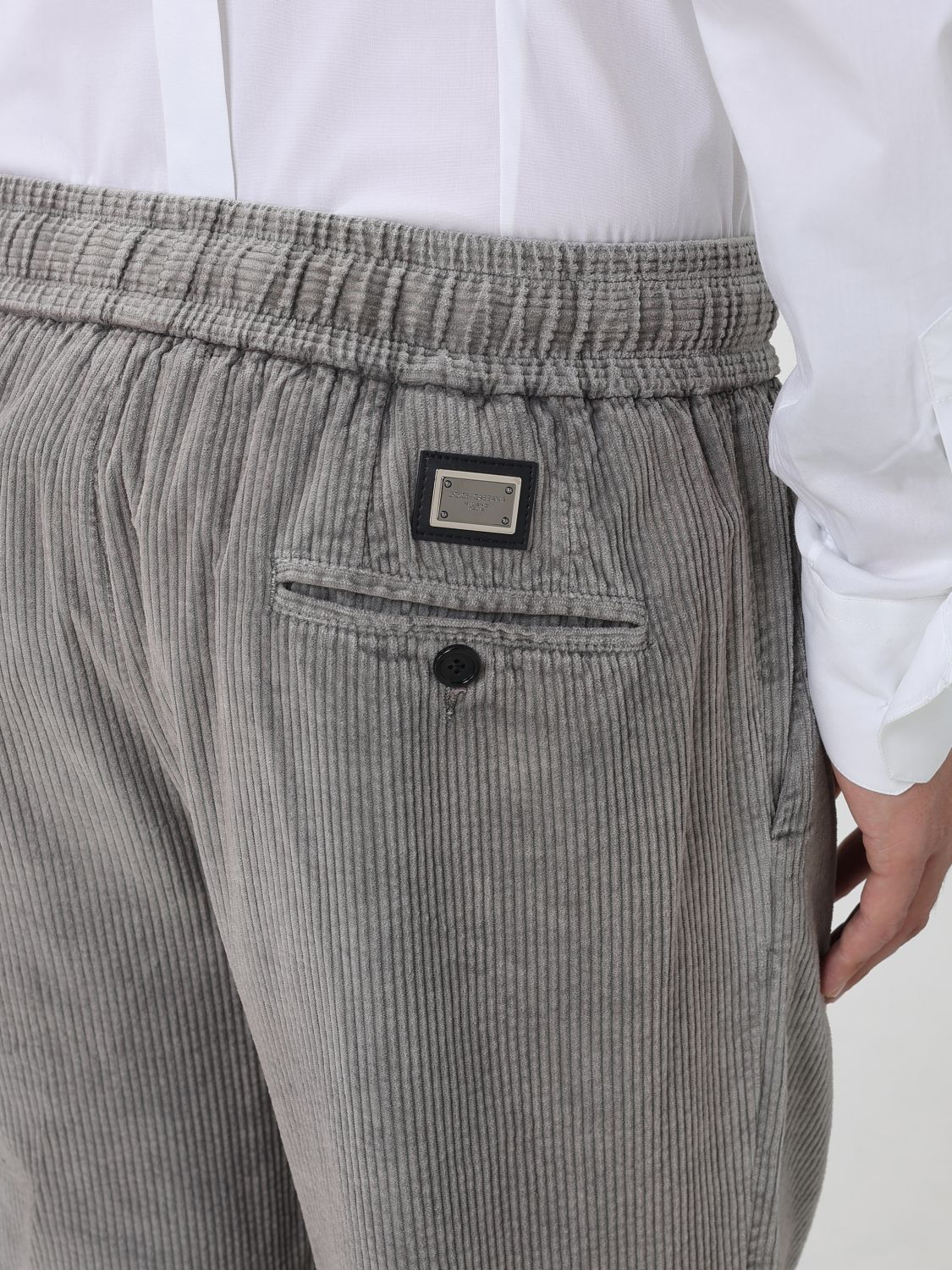 Logo-plaque corduroy trousers - Grey
