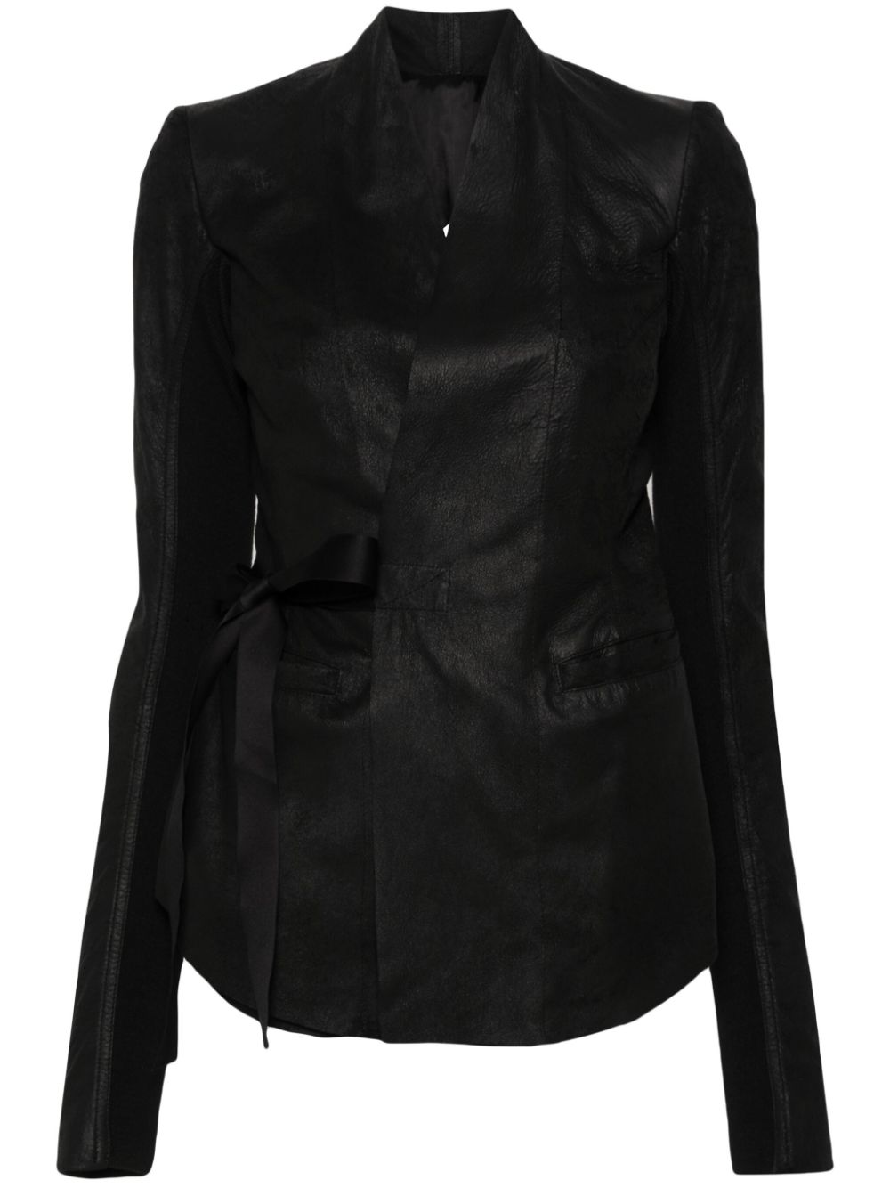 Cracked-effect leather jacket - Black