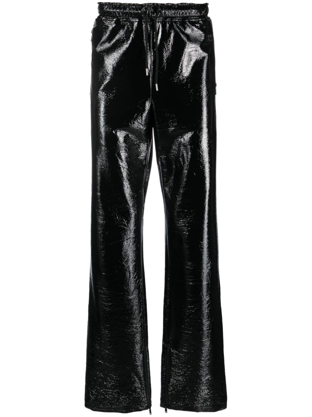 High-shine finish straight-leg trousers - Black