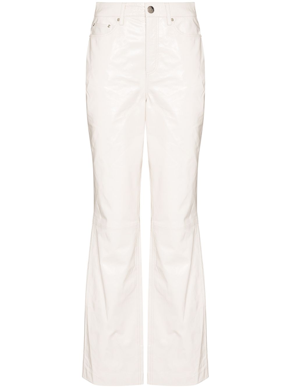 Lynn leather straight-leg trousers - White