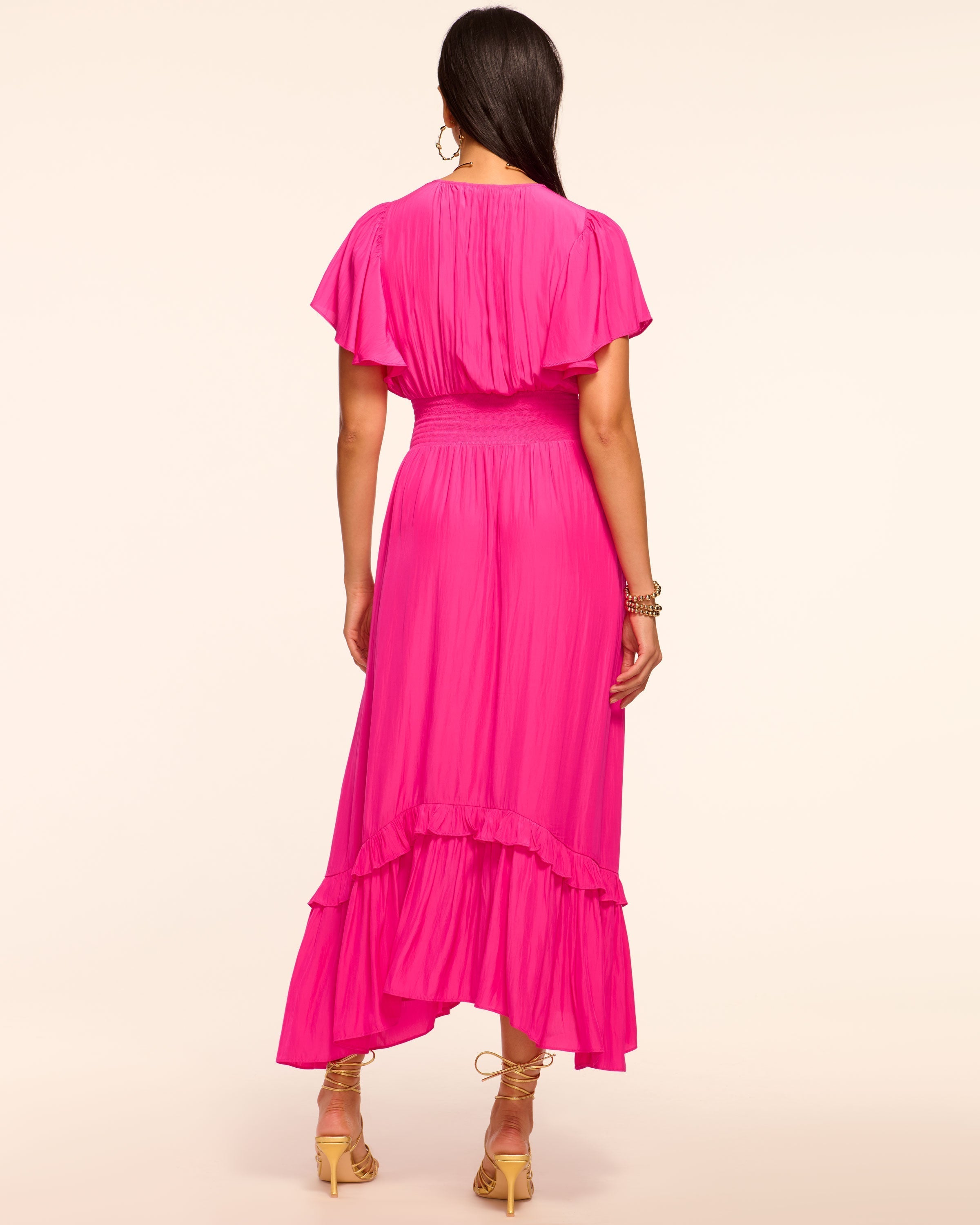 Joanie Short Sleeve Maxi Dress in Pink Petunia