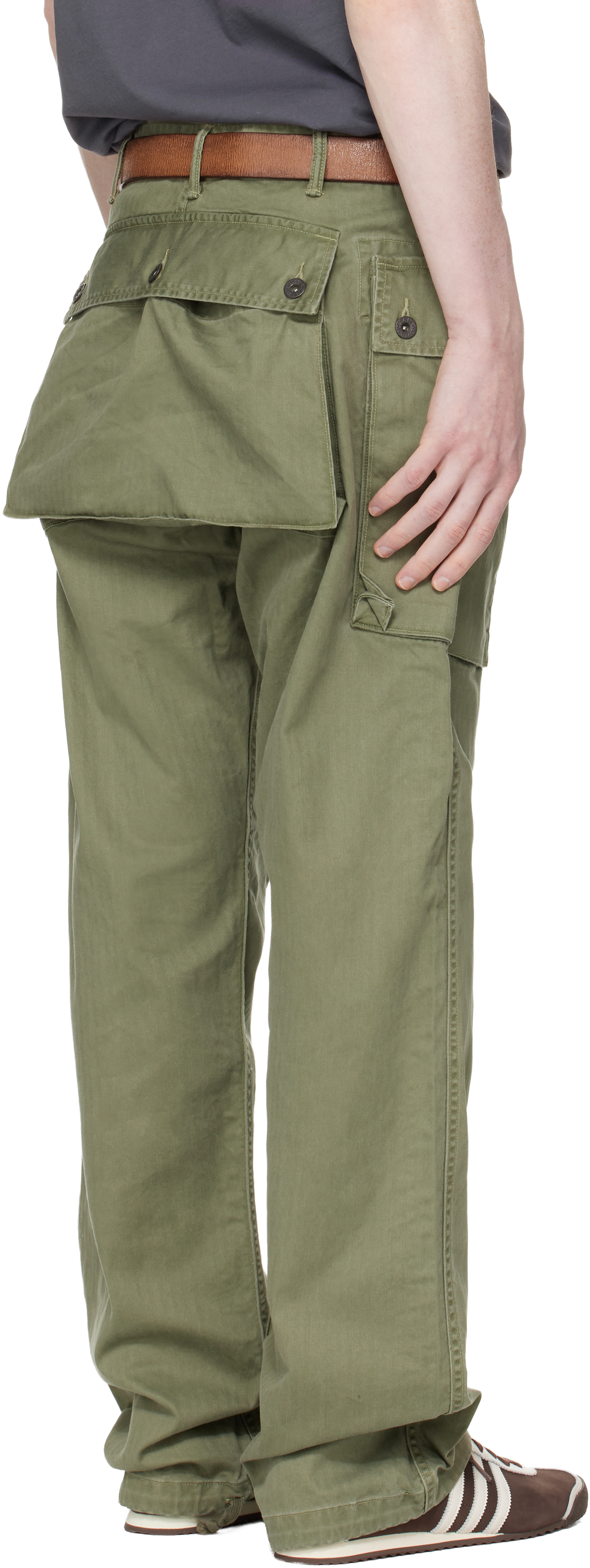 Green Herringbone Field Cargo Pants
