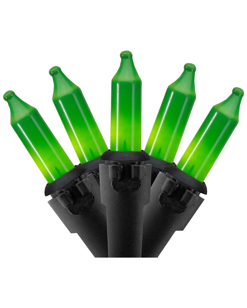 Northlight 50 Count Opaque Green Mini Christmas Light Set 24.5ft Black Wire