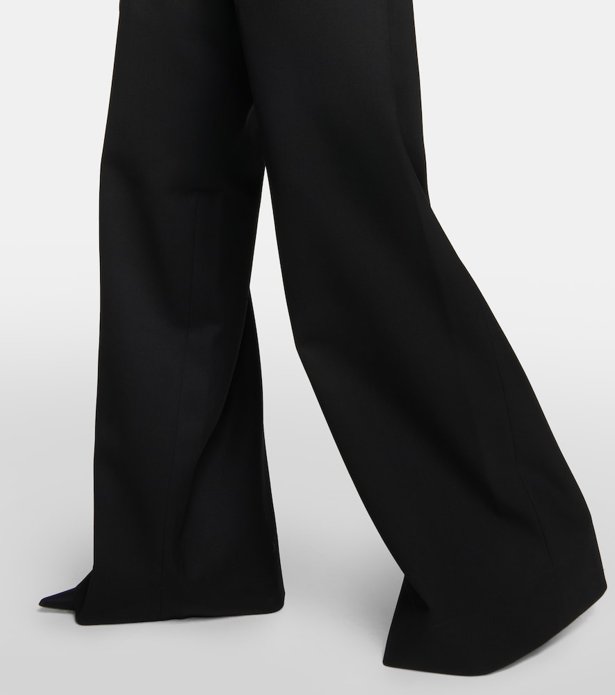 Pleated high-rise wide-leg wool pants
