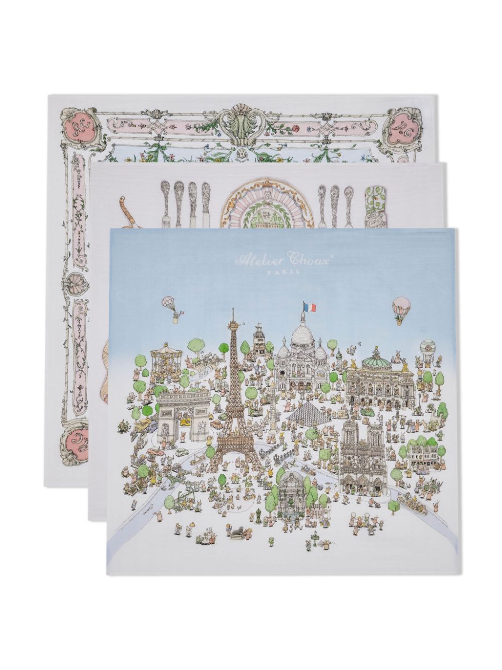 Illustration-print organic cotton blanket - Blue