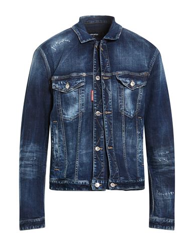 Man Denim outerwear Blue Size 44 Cotton, Elastane