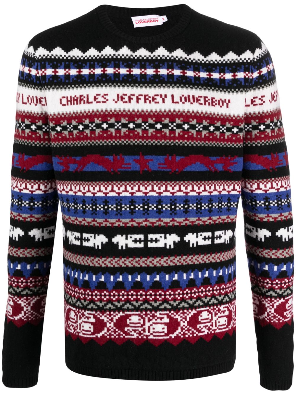 Fair isle-knit crew-neck jumper - Black