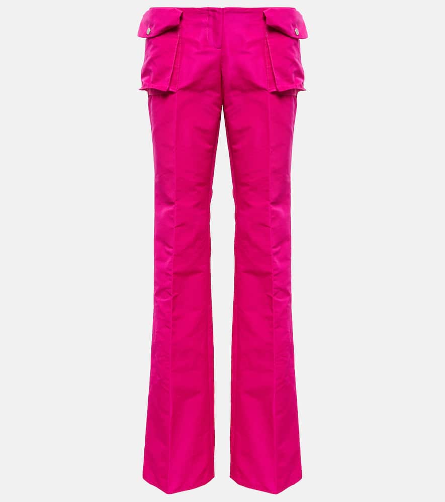Low-rise satin cargo pants