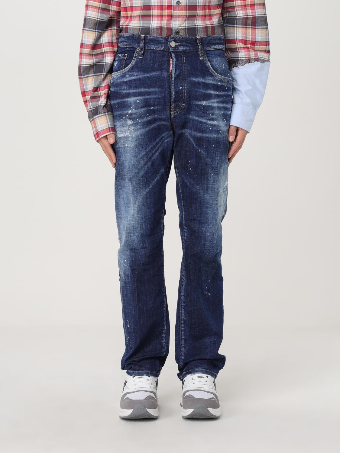 Distressed straight-leg jeans - Blue