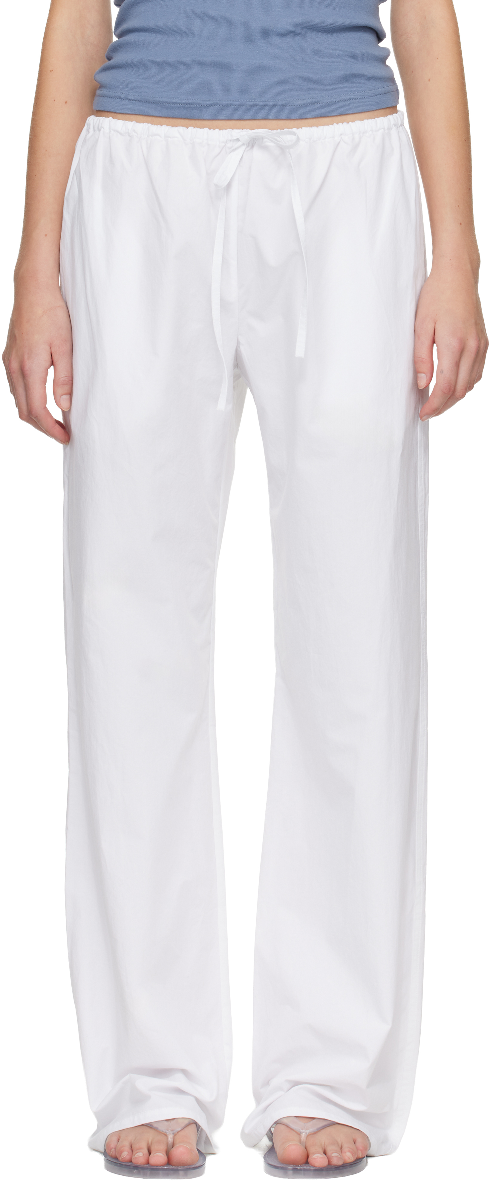 White Drawcord Trousers