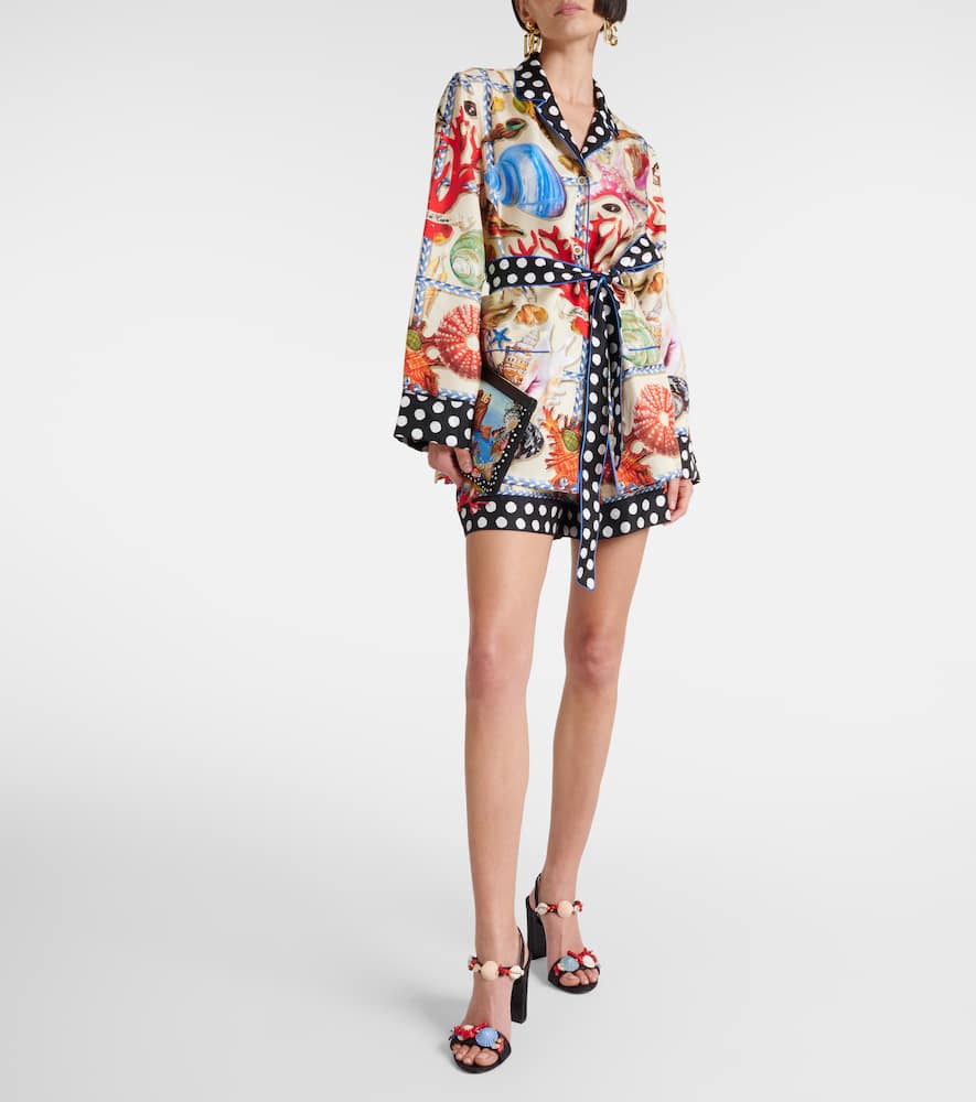 Capri printed silk satin shirt
