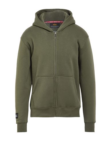 Man Sweatshirt Military green Size M Cotton, Polyester