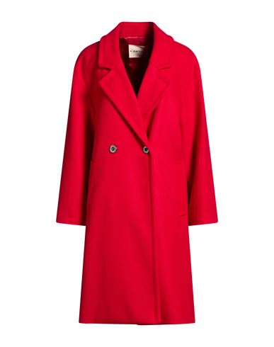 Woman Coat Red Size 6 Polyester, Acrylic, Wool