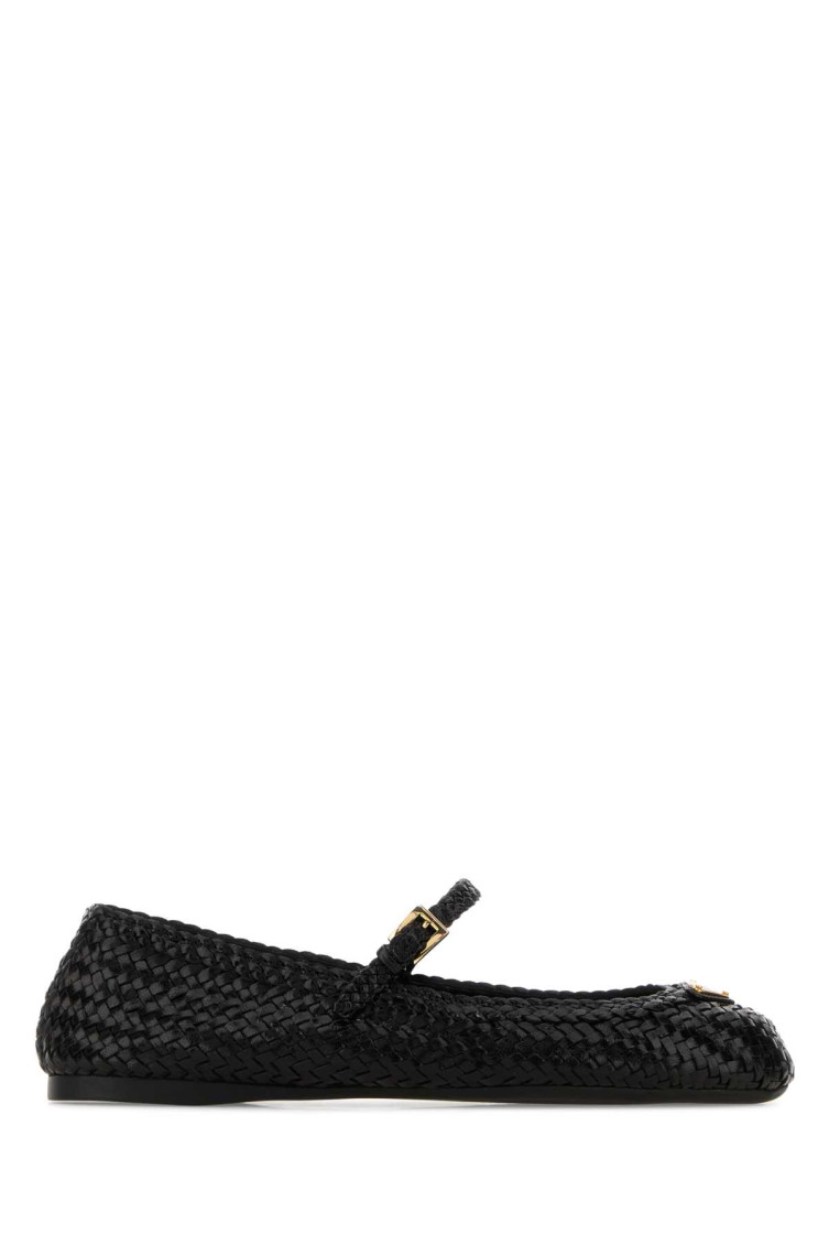 Black Leather Ballet Flats
