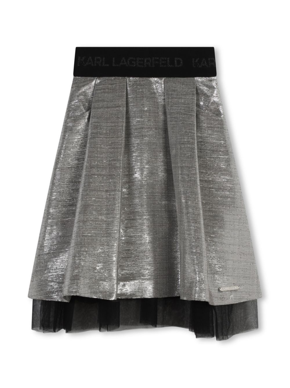 Metallic-effect pleated skirt - 16 SILVER