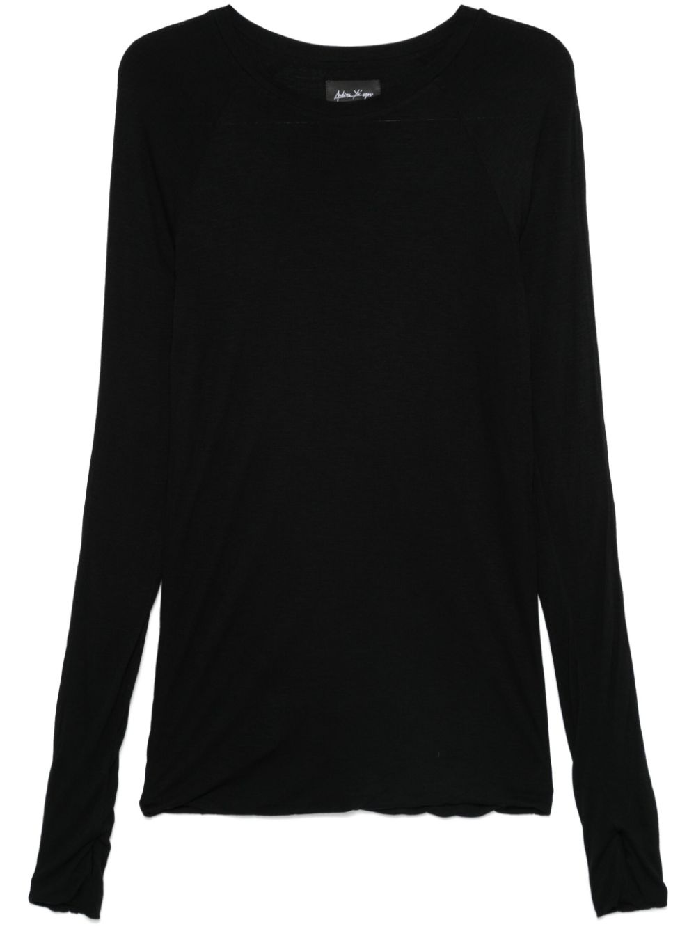 Double-layer crew-neck T-shirt - Black