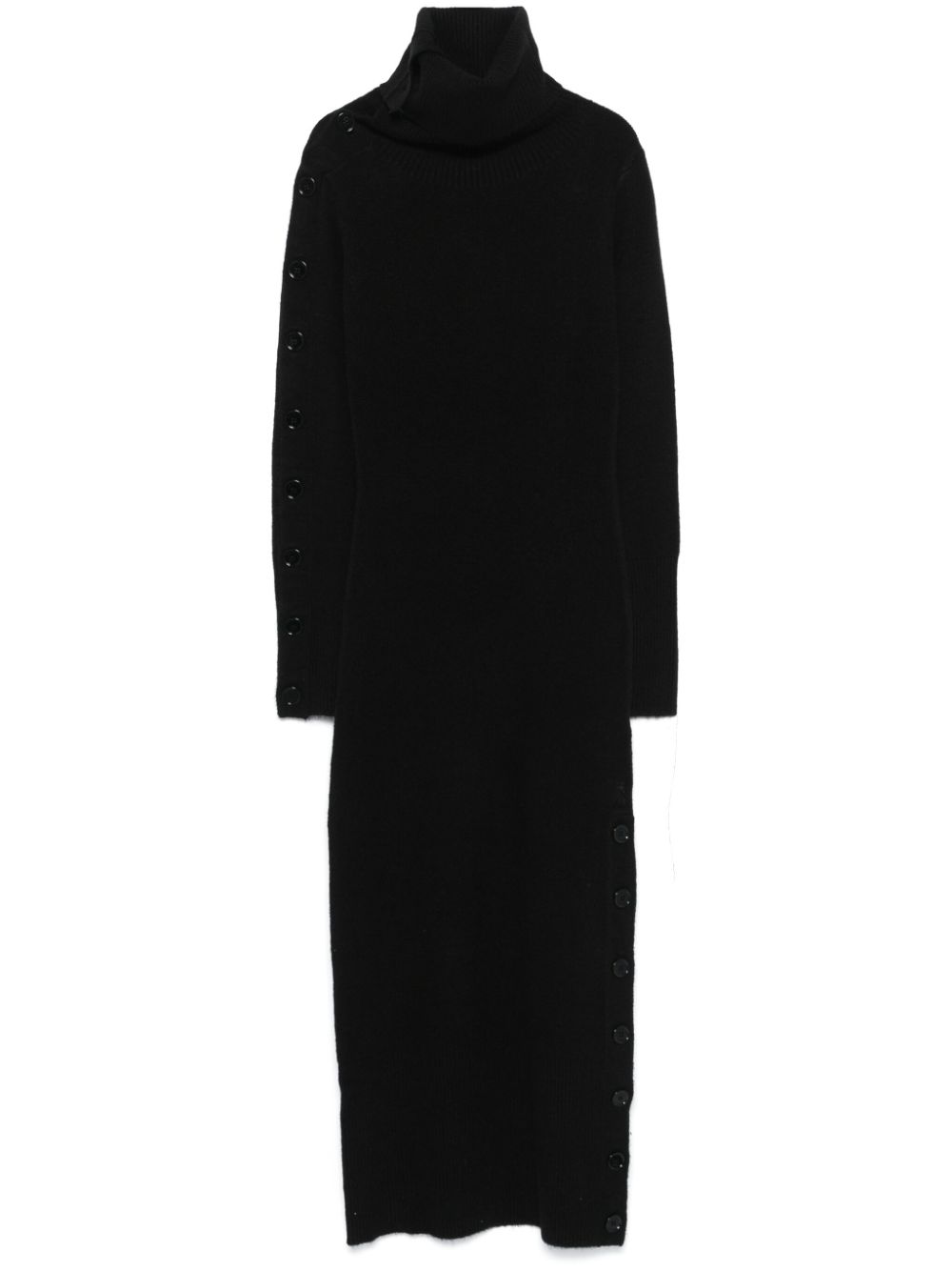 Long-sleeve midi dress - Black