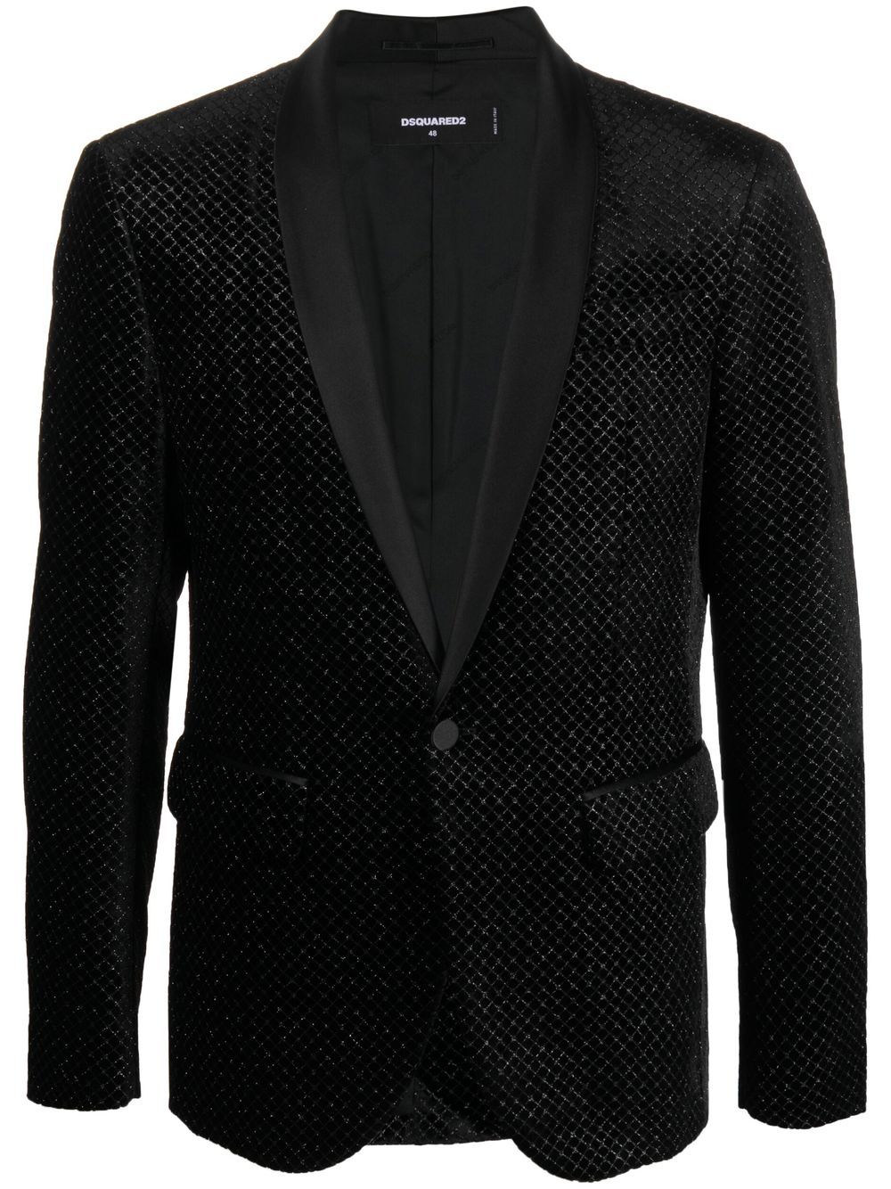 Metallic-effect single-breasted blazer - Black