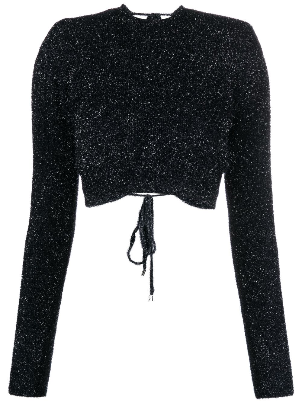 Glitter-knit open-back cropped top - Blue