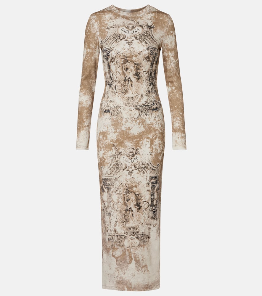 Médaillon cotton-blend jersey midi dress