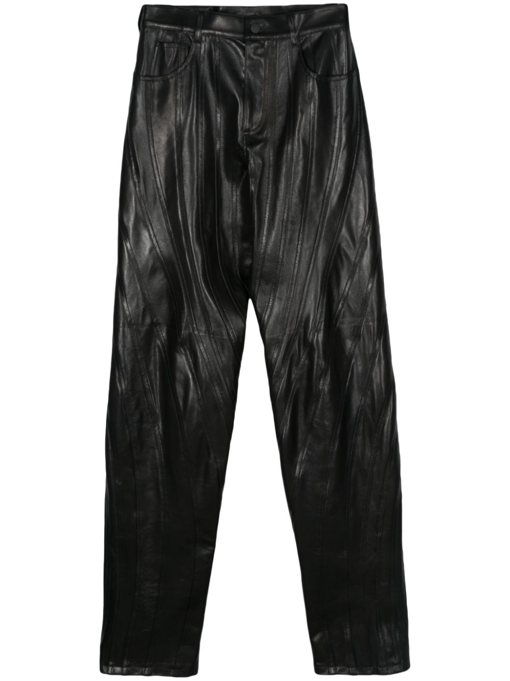 Spiral leather trousers - Black