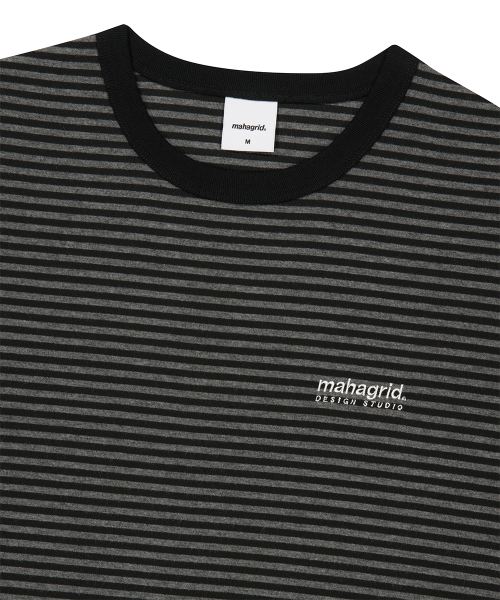 BASIC LOGO STRIPE RINGER TEE BLACK