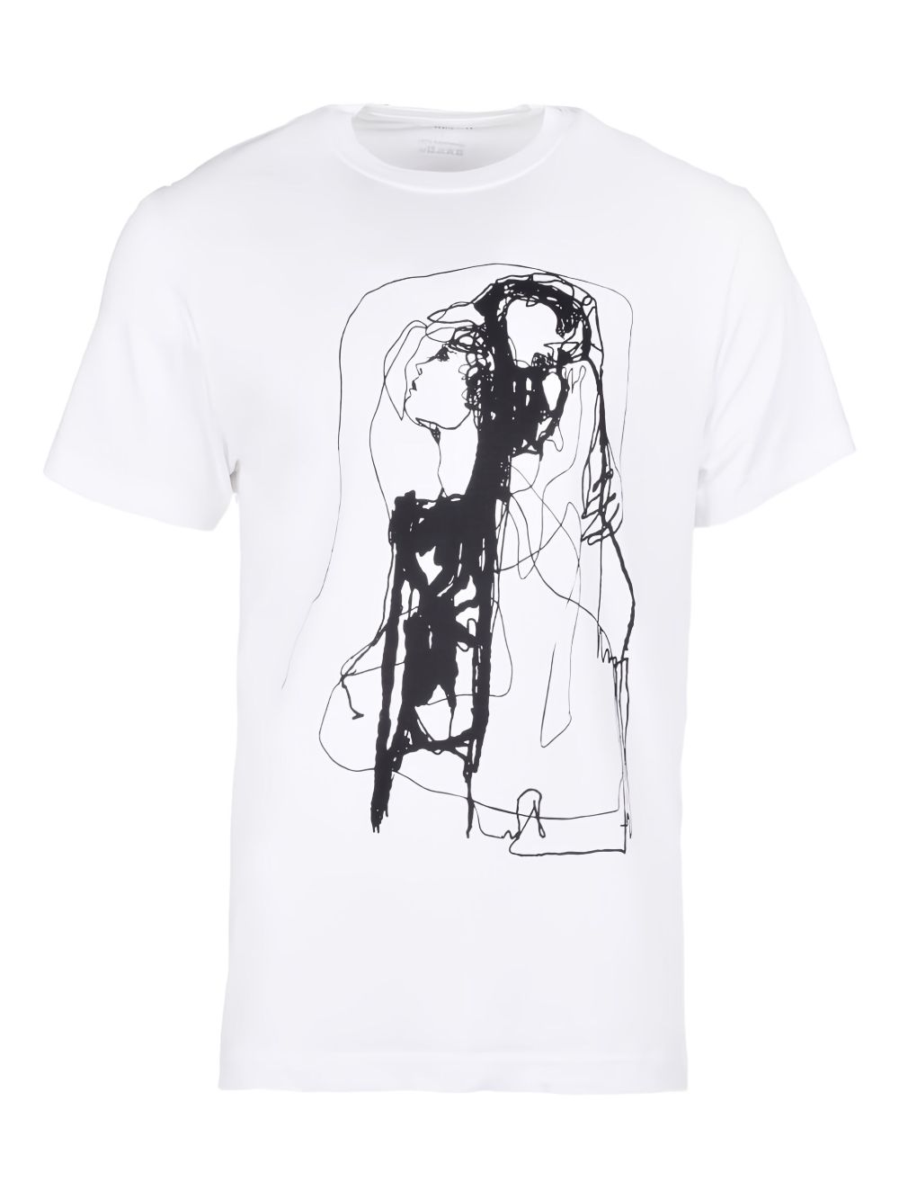 Couple line-drawing cotton T-shirt - White
