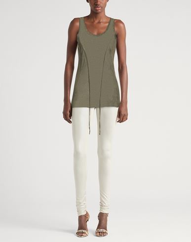 Woman Tank top Khaki Size 6 Cotton, Silk