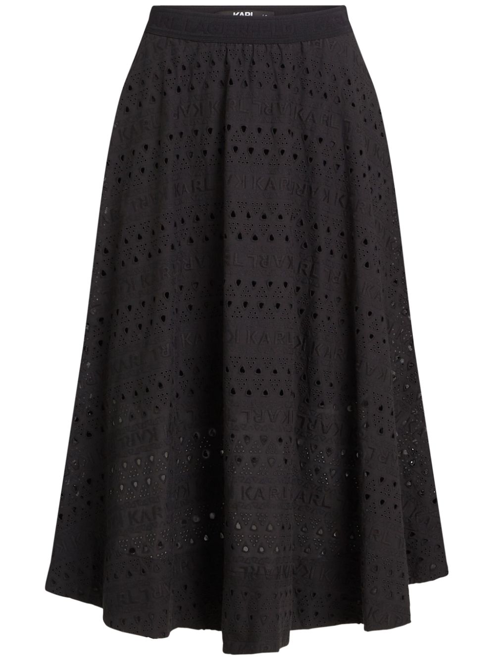 Broderie-anglaise flared skirt - Black