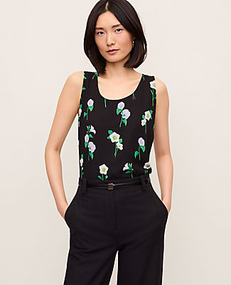Ann Taylor Floral Mixed Media Tank Top