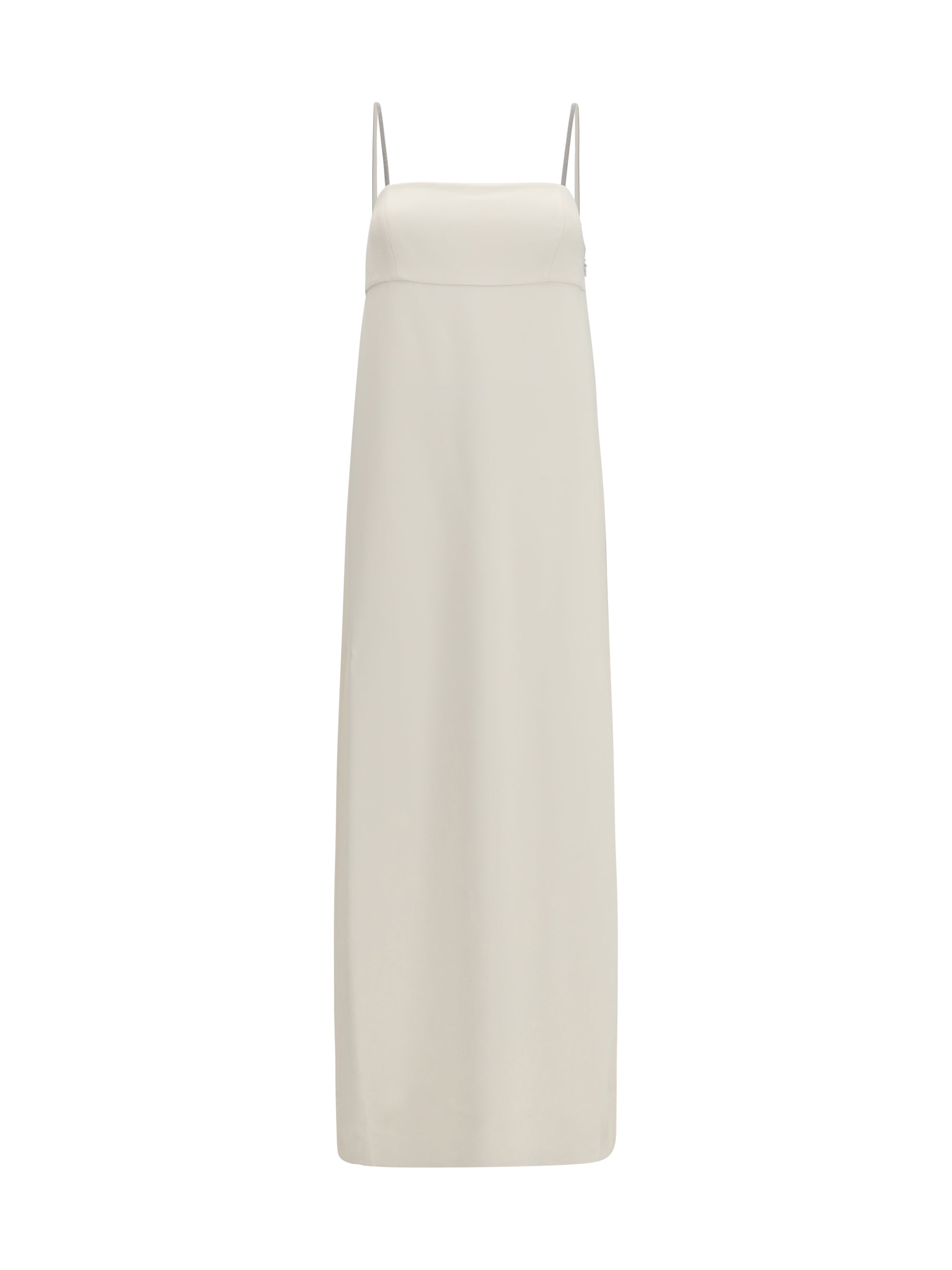 Silk with Monili Chain Dress — White