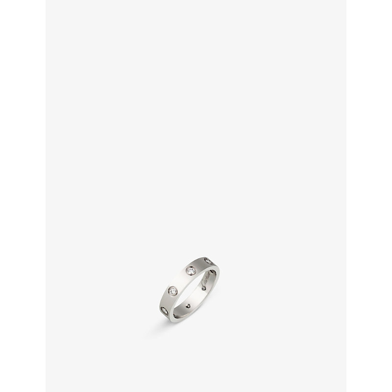 Womens White Gold Love 18ct White Gold and 8 Diamonds Wedding Band 50mm