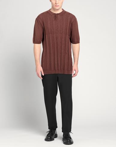 Man Sweater Chocolate brown Size 50 Cotton