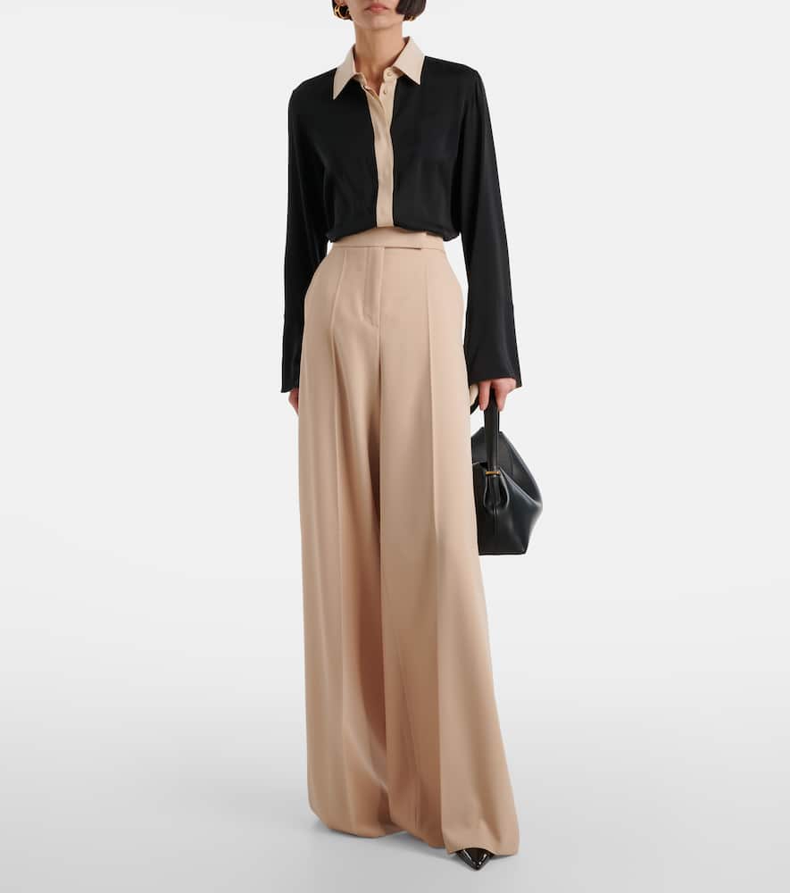 Max Mara Pio high-rise silk charmeuse wide-leg pants