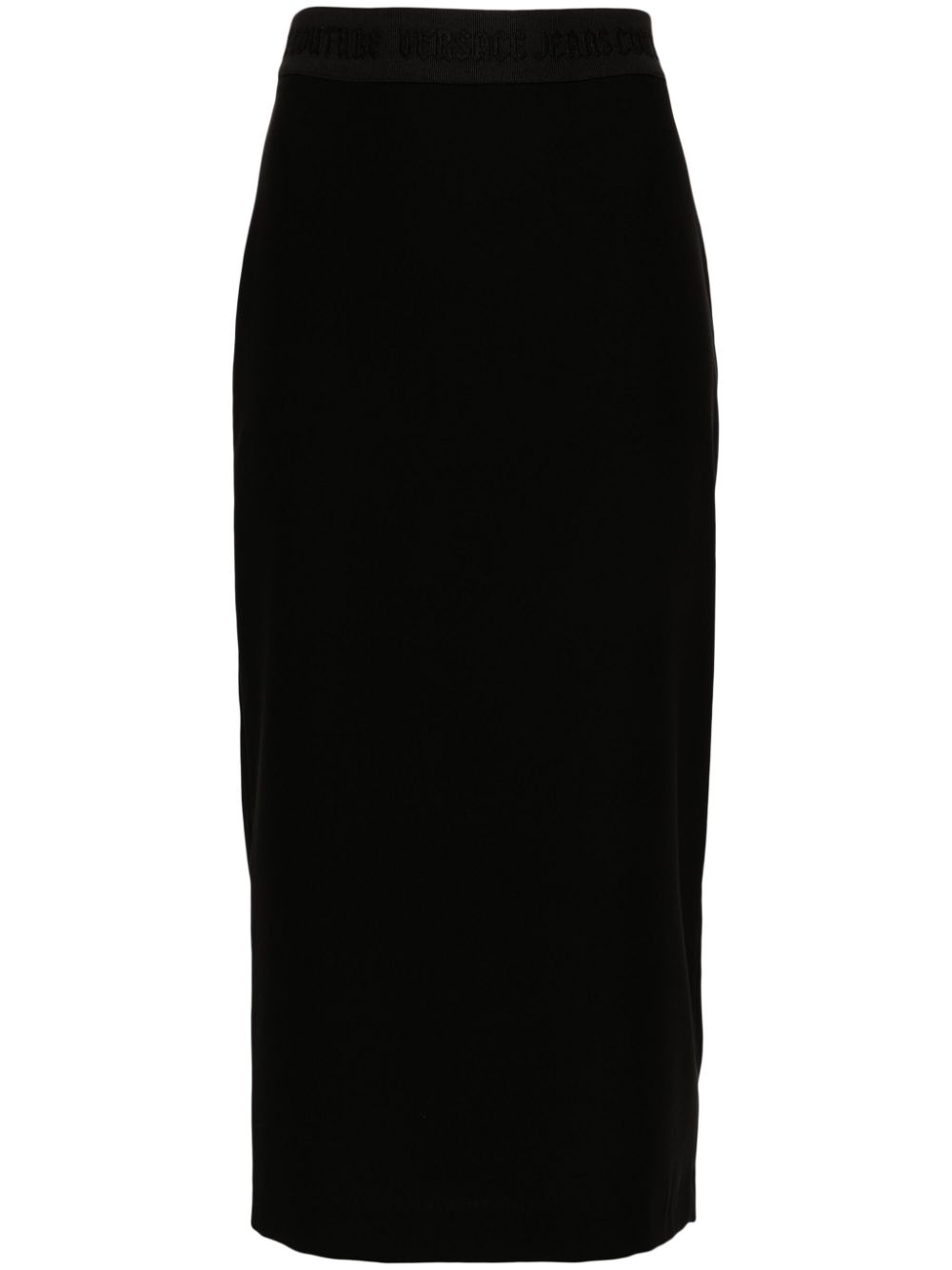 Logo-waistband midi skirt - Black