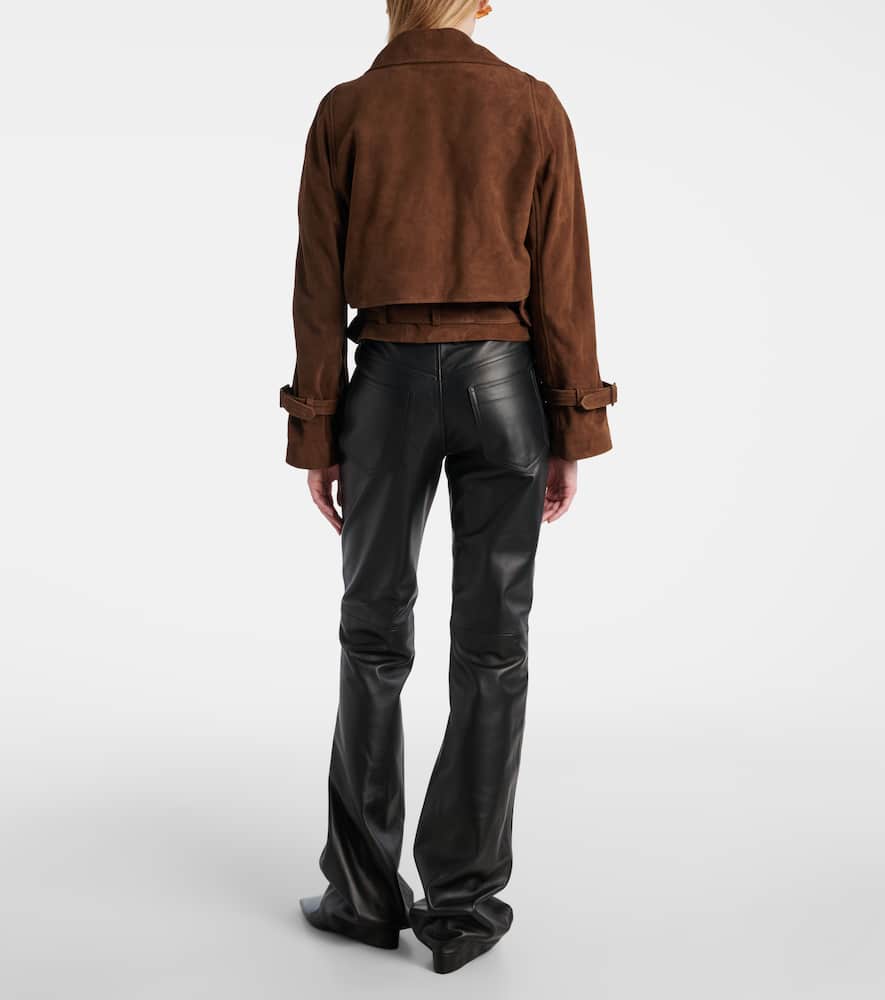 Hatti belted cropped suede jacket