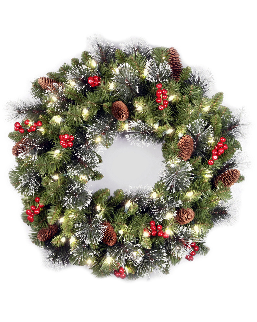 National Tree Company 24in Crestwood Spruce Wreath with 50 Clear Lights