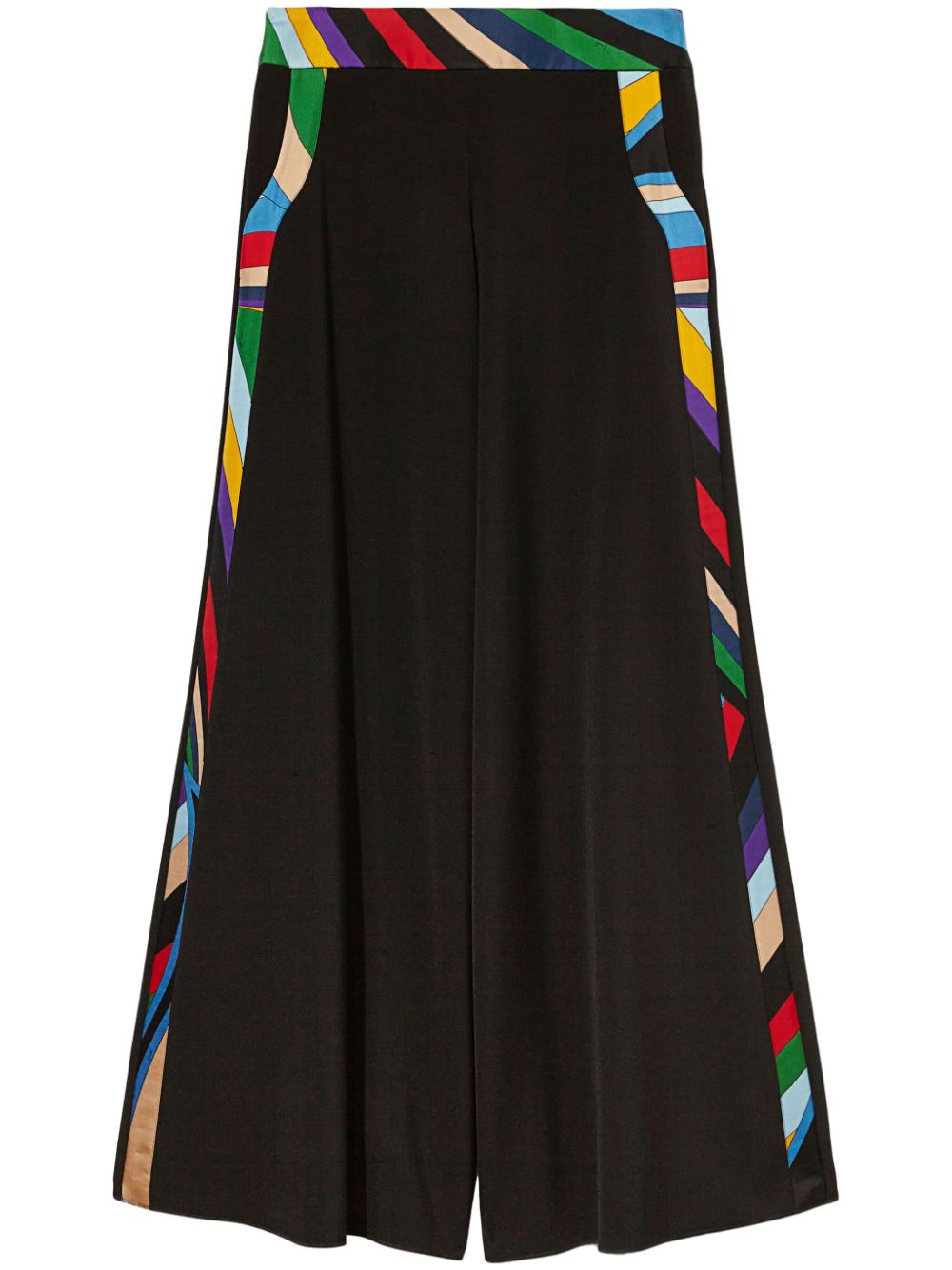 Iride-print trim palazzo trousers - Black