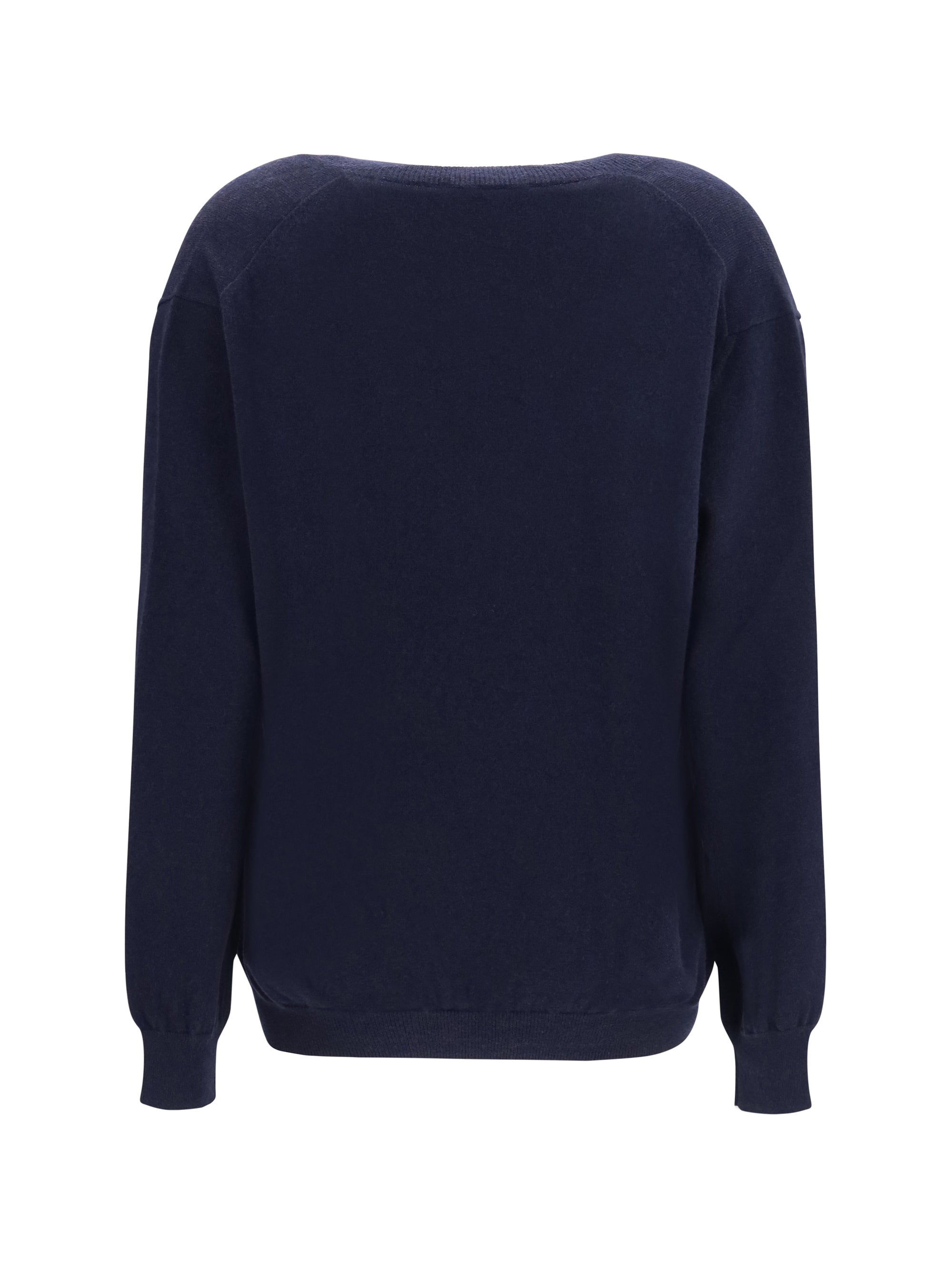 Cashmere V-Neck Sweater — Navy