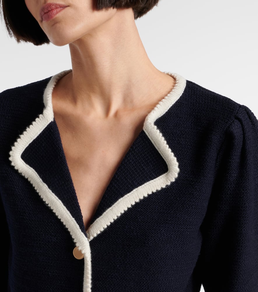 Corded Cardi knitted wool and cotton top