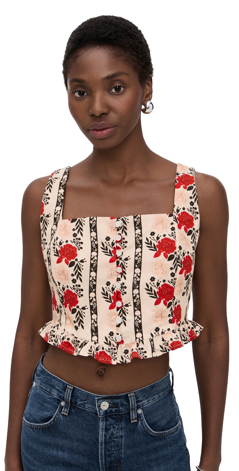 The Slilent Front Bustier Top Beige Laced In Bloom