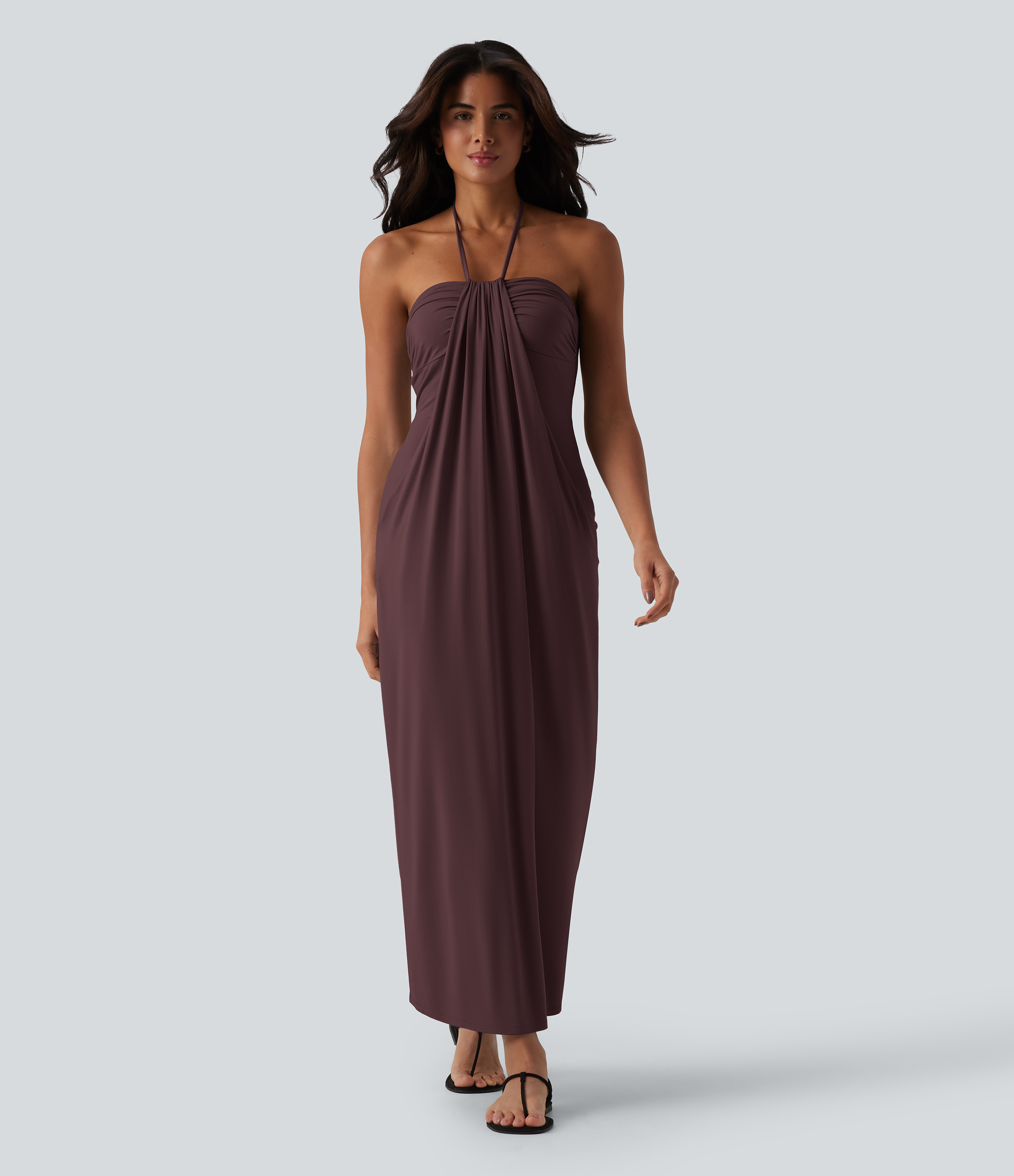 Halter Tie Back Maxi Dress with Pockets Casual Dress - Sassafras