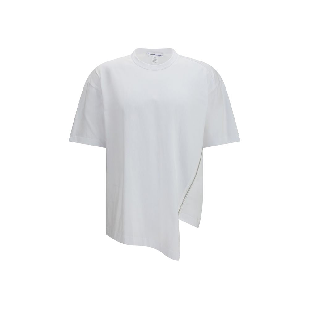 Cotton Crewneck with Side Zippers T-Shirt — White